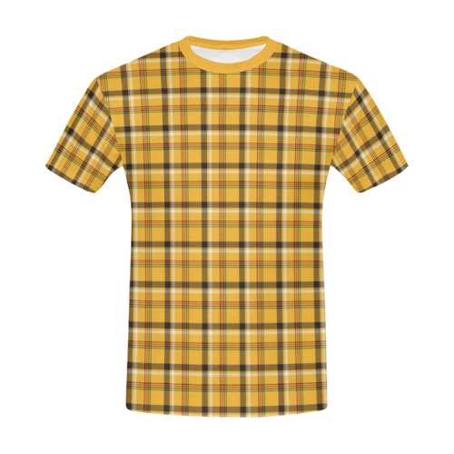 Yellow Tartan (Plaid) All Over Print T-Shirt for Men/Large Size (USA Size) Model T40)