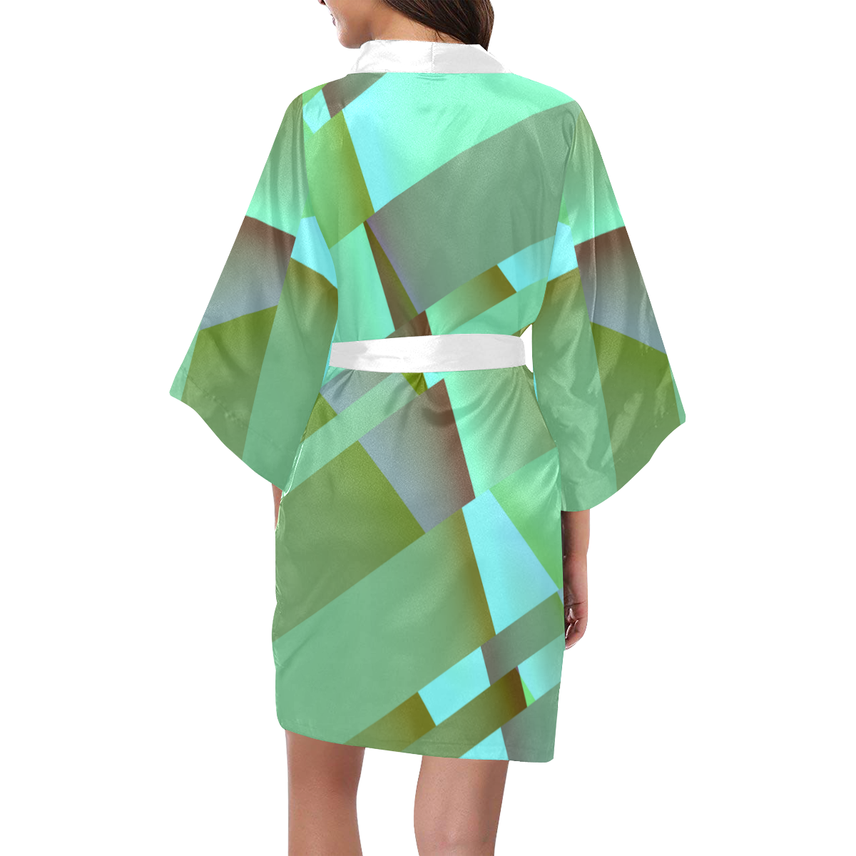 Modern Abstract Green Kimono Robe