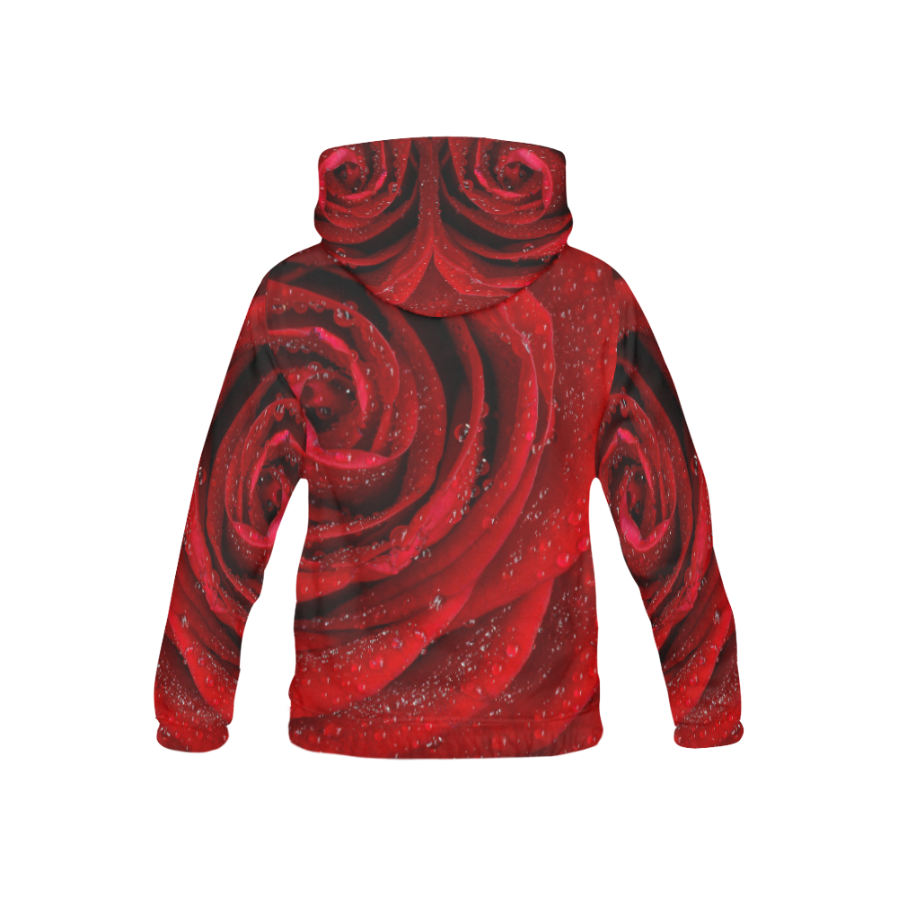 Red rosa All Over Print Hoodie for Kid (USA Size) (Model H13)