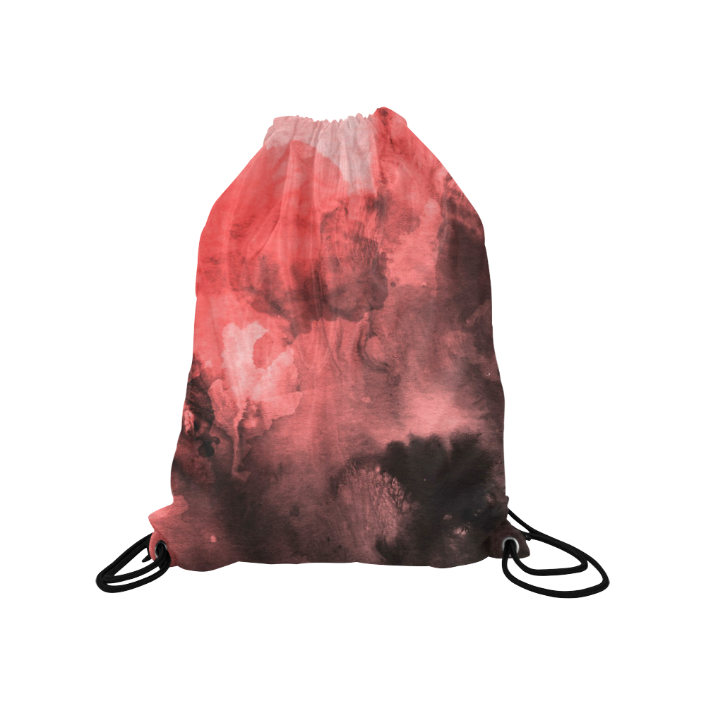 Red and Black Watercolour Medium Drawstring Bag Model 1604 (Twin Sides) 13.8"(W) * 18.1"(H)
