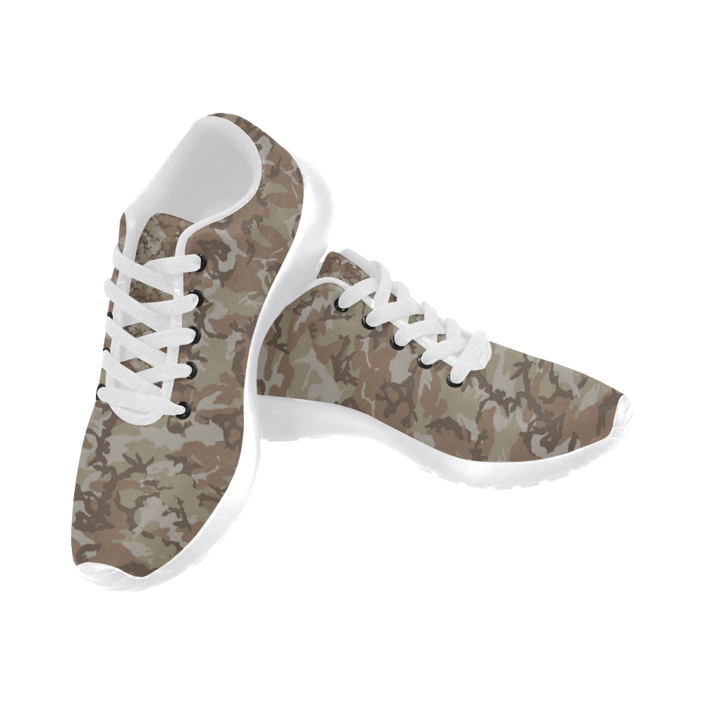 Woodland Desert Brown Camouflage Women's Running Shoes/Large Size (Model 020)
