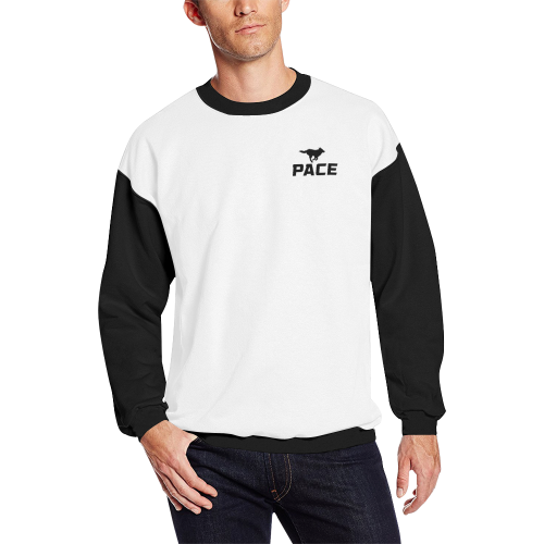 PACE Mens Sweat Shirt blk/White Men's Oversized Fleece Crew Sweatshirt (Model H18)
