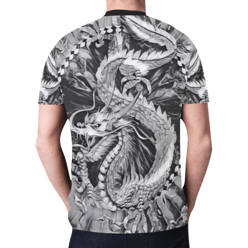 Awesome Chinese Dragon Graphite Graphic New All Over Print T-shirt for Men (Model T45)