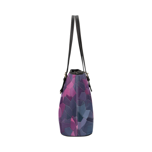 purple pink magenta mosaic #purple Leather Tote Bag/Small (Model 1651)