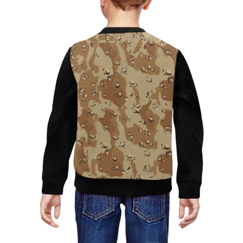 Vintage Desert Brown Camouflage  (Vest Style) Black All Over Print Crewneck Sweatshirt for Kids (Model H29)