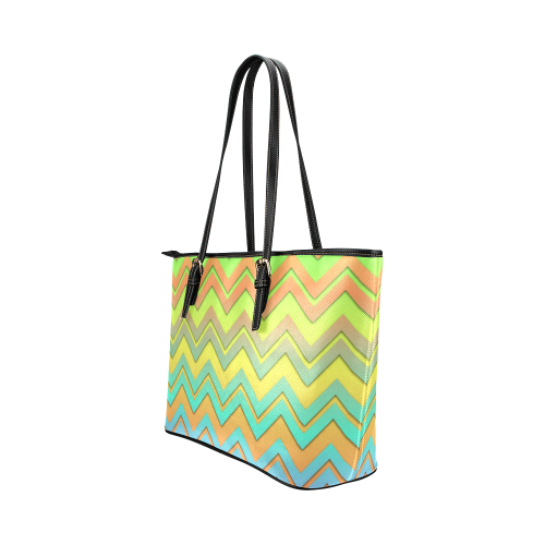 Summer Chevrons Leather Tote Bag/Small (Model 1651)