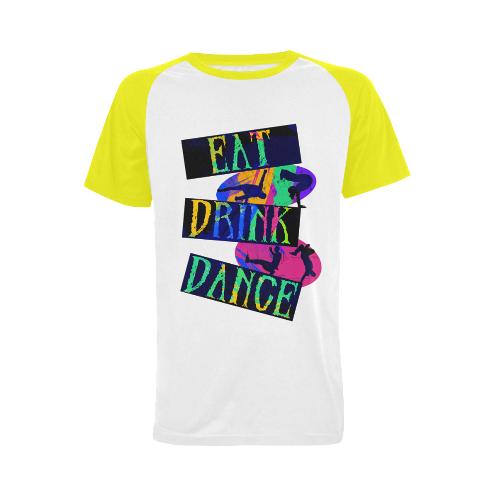 Break Dancing Colorful / Yellow Men's Raglan T-shirt Big Size (USA Size) (Model T11)