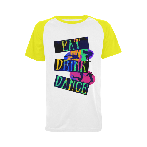 Break Dancing Colorful / Yellow Men's Raglan T-shirt Big Size (USA Size) (Model T11)