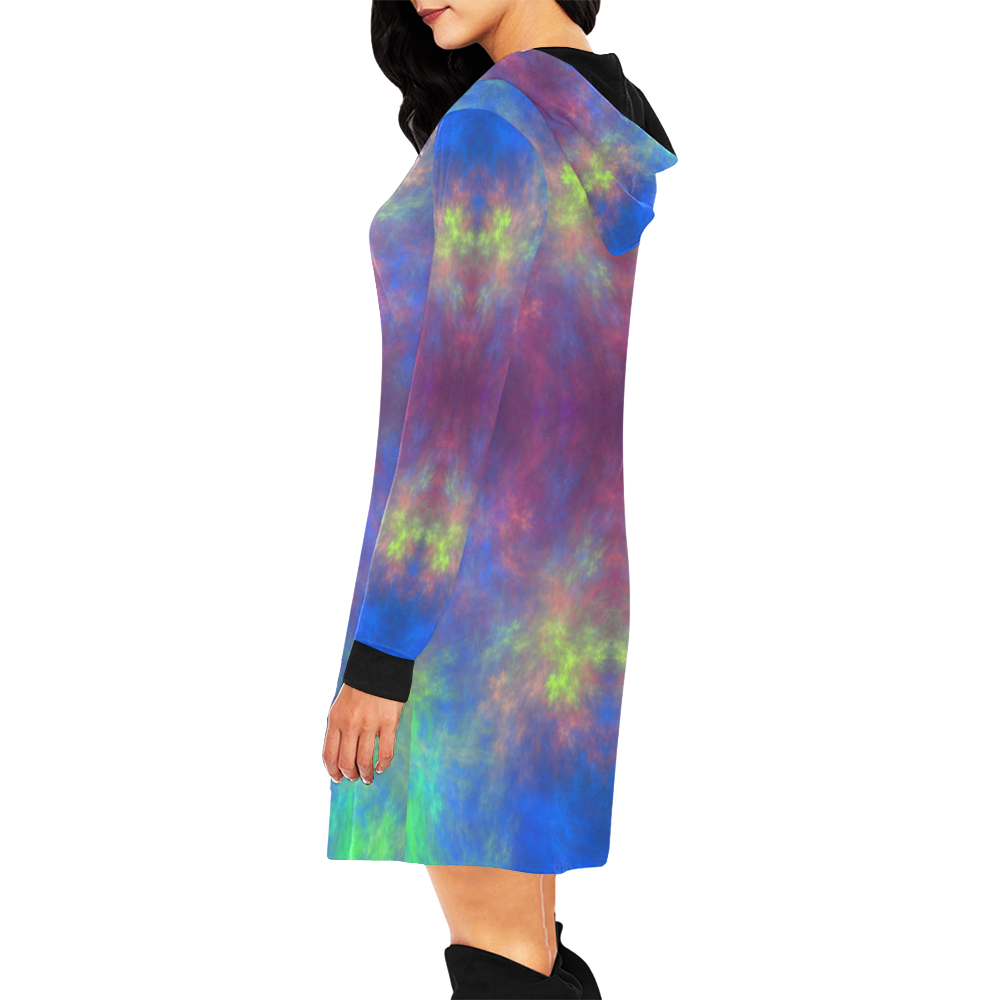 Universe of Color All Over Print Hoodie Mini Dress (Model H27)