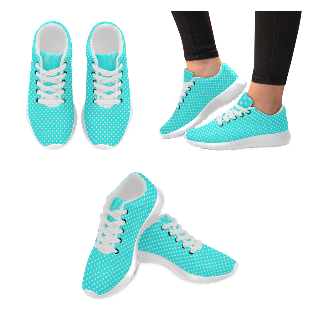 Baby blue polka dots Women's Running Shoes/Large Size (Model 020)