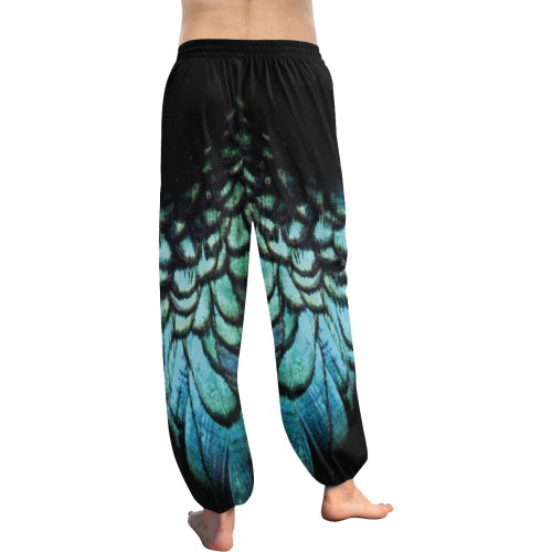 blue feathered bird - peacock Women's All Over Print Harem Pants (Model L18)