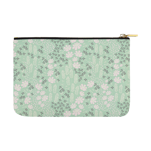 Mint Floral Pattern Carry-All Pouch 12.5''x8.5''