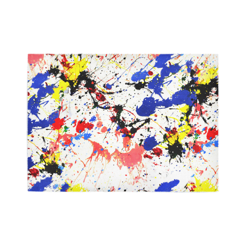 Blue and Red Paint Splatter Area Rug7'x5'