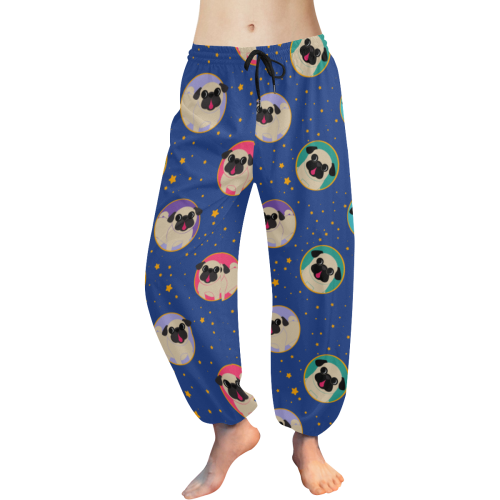 Pugs In Circle & Stars Harem Pants Women's All Over Print Harem Pants (Model L18)