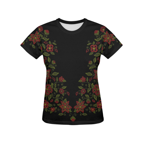 Metis Art T-shirts Native Beading Shirts All Over Print T-Shirt for Women (USA Size) (Model T40)