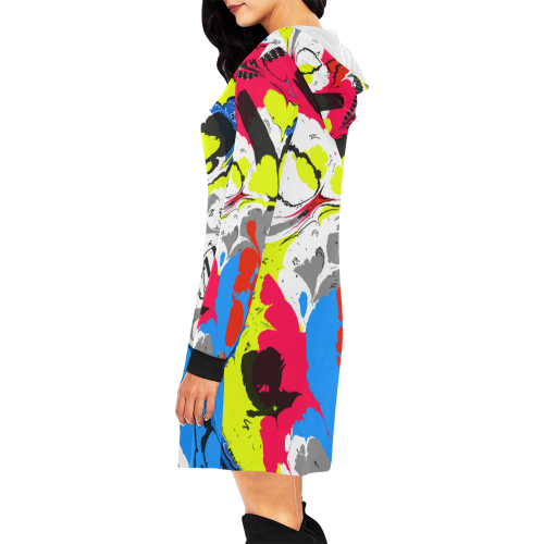 Colorful distorted shapes2 All Over Print Hoodie Mini Dress (Model H27)
