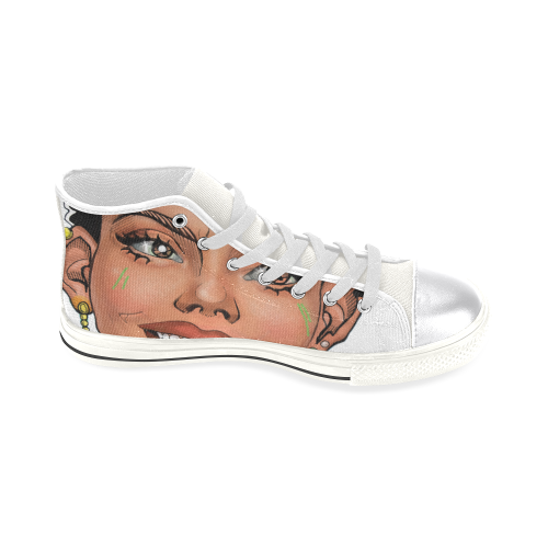 Just What I AM_Aziza_Andre_White Canvas High Top Women's Classic High Top Canvas Shoes (Model 017)