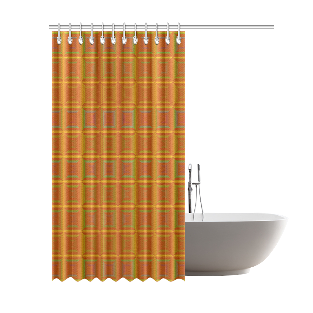 Copper reddish multicolored multiple squares Shower Curtain 69"x84"