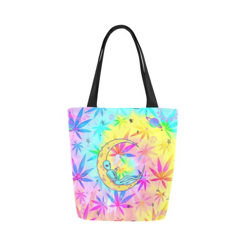 Alien Smoke Tie-Dye Canvas Tote Bag (Model 1657)