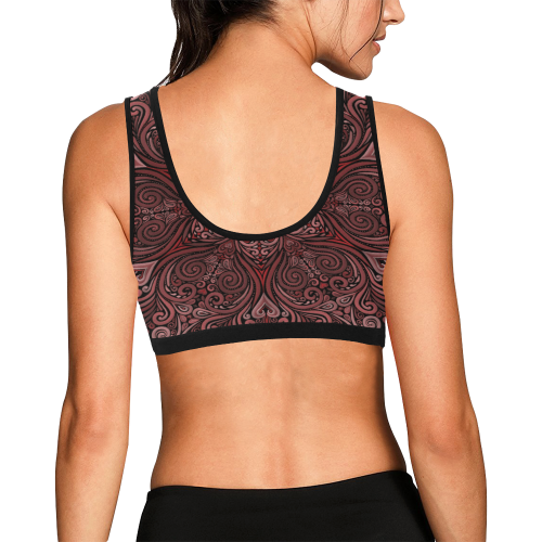 Red, orange, pink and brown 3D Mandala Pattern Women's All Over Print Sports Bra (Model T52)