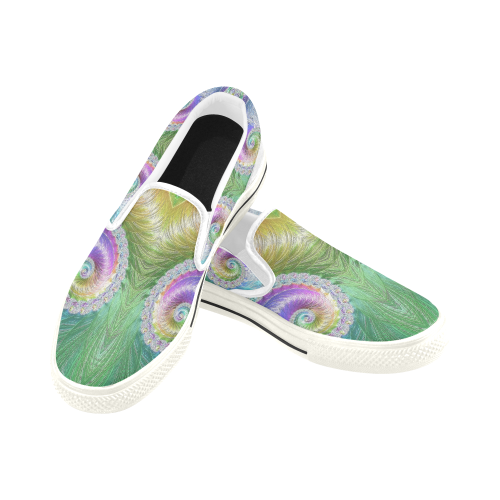 Frax Fractal Rainbow Slip-on Canvas Shoes for Kid (Model 019)