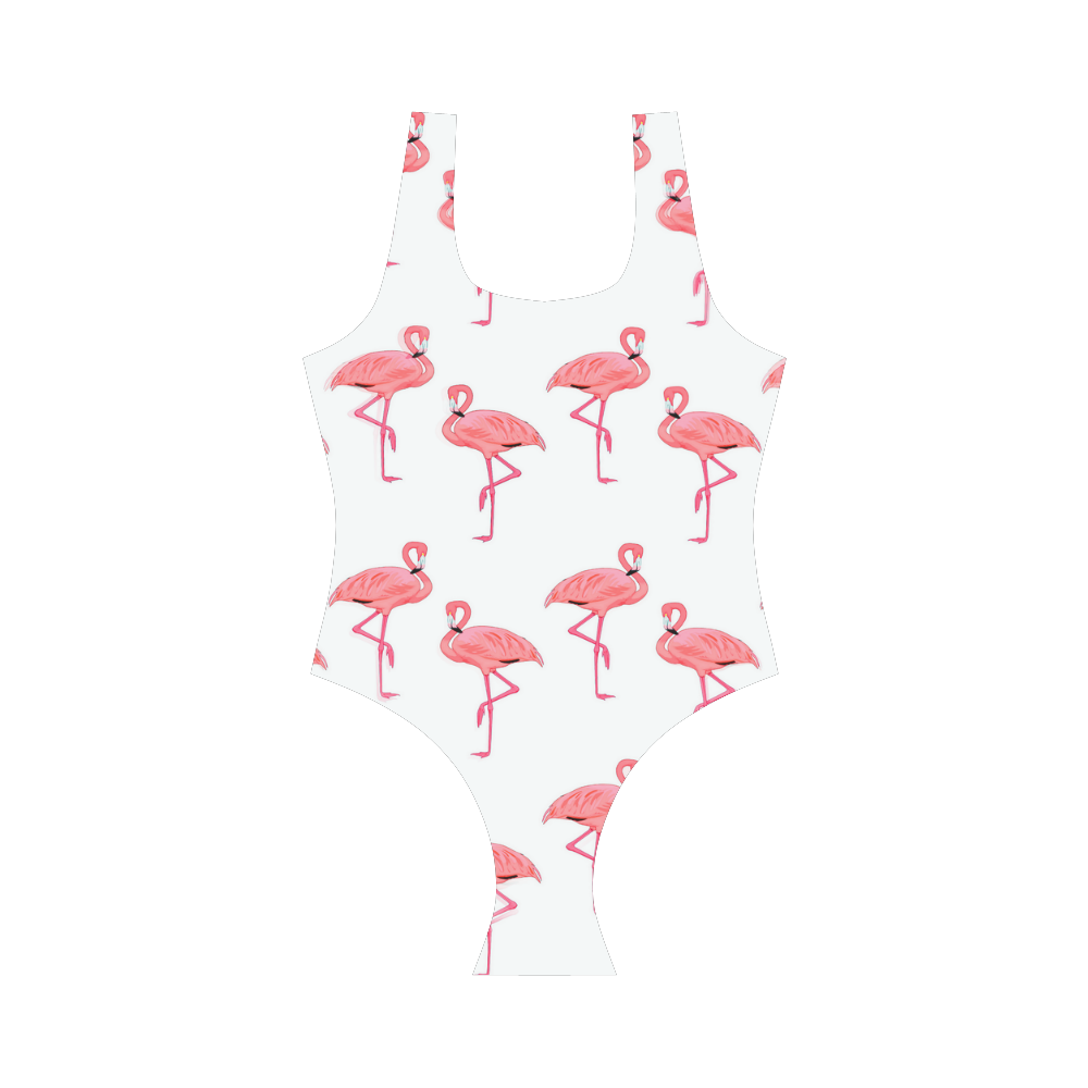 Classic Pink Flamingo Pattern Tropical Beach Vest One Piece Swimsuit (Model S04)