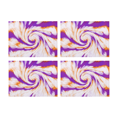 Purple Orange Tie Dye Swirl Abstract Placemat 14’’ x 19’’ (Set of 4)