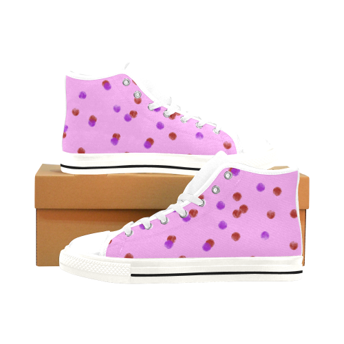Sweet pink dots ethnic Men’s Classic High Top Canvas Shoes /Large Size (Model 017)