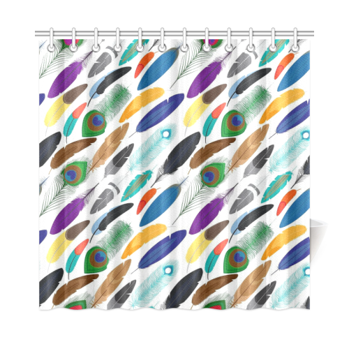 Colorful Feathers Shower Curtain 72"x72"