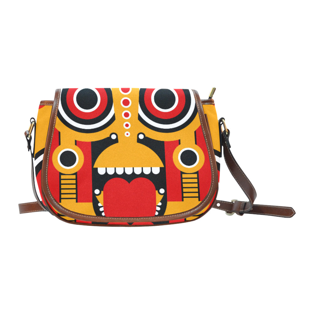Red Yellow Tiki Tribal Saddle Bag/Small (Model 1649) Full Customization
