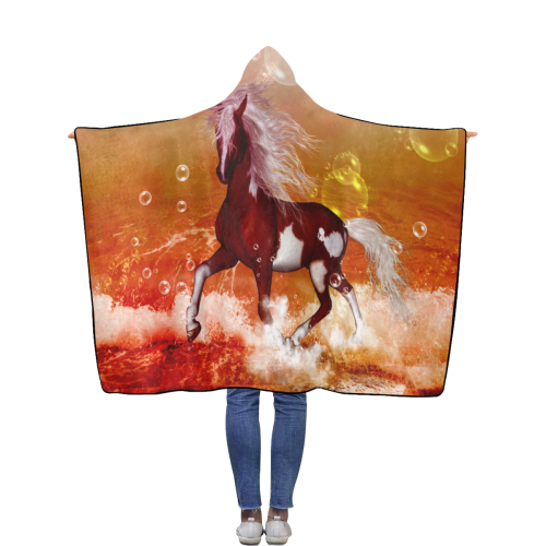 The wild horse Flannel Hooded Blanket 50''x60''