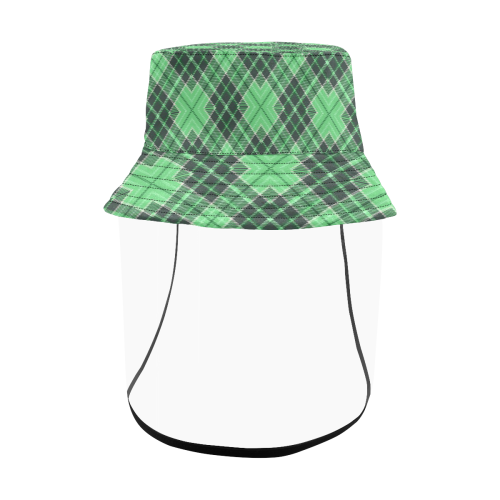 STRIPES LIGHT GREEN Men's Bucket Hat (Detachable Face Shield)