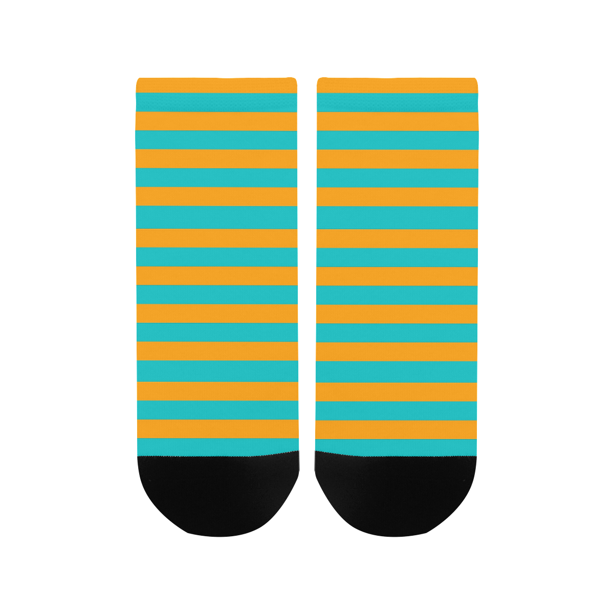 Orange Aqua Stripes Women's Ankle Socks