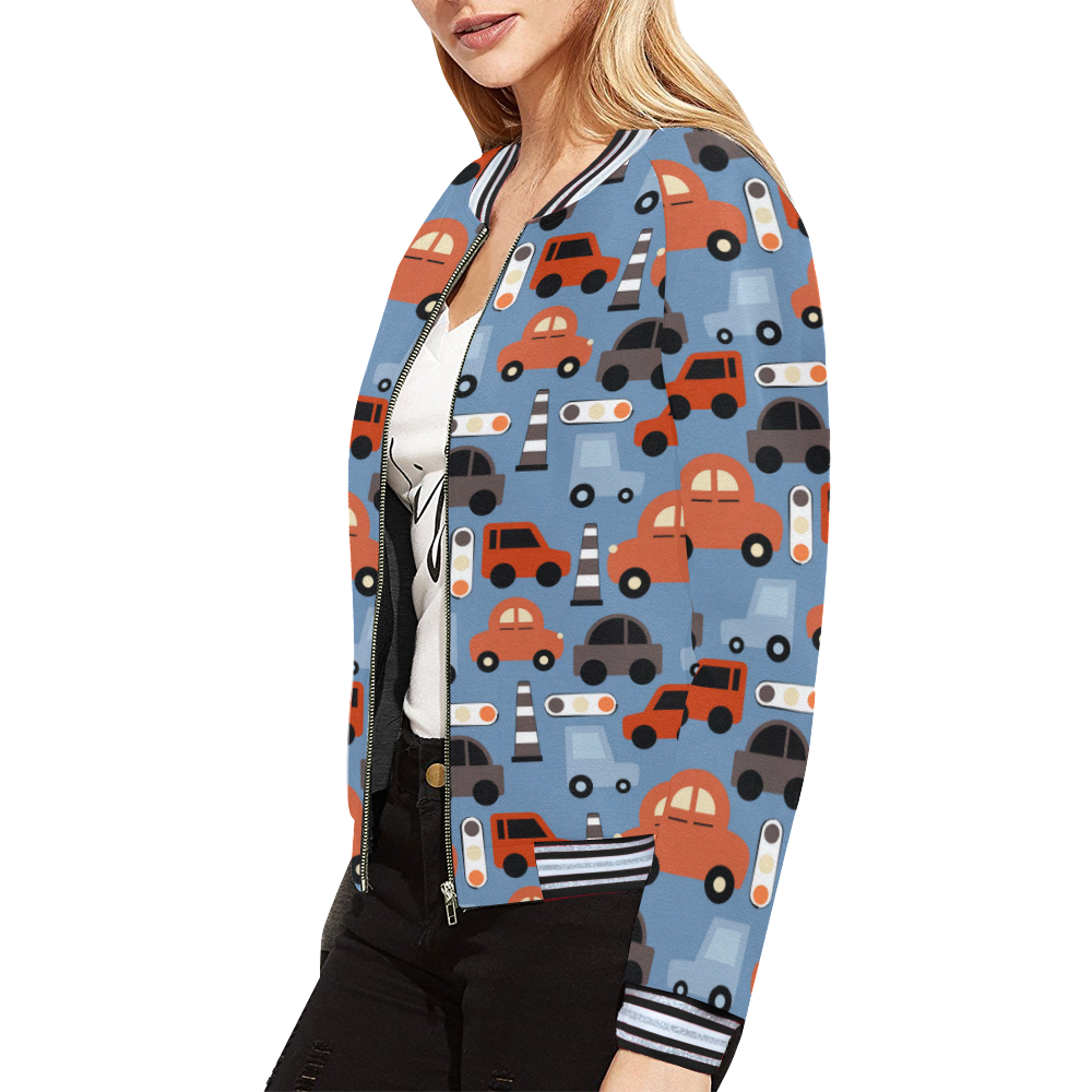 toy cars All Over Print Bomber Jacket for Women (Model H21)