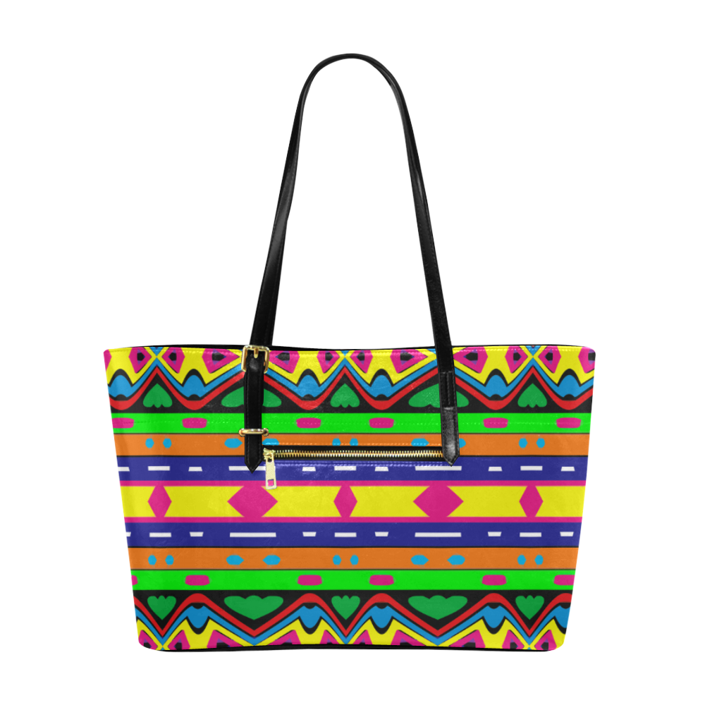 Distorted colorful shapes and stripes Euramerican Tote Bag/Large (Model 1656)