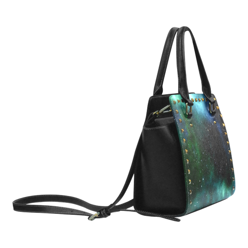 galaxy sky blue green Rivet Shoulder Handbag (Model 1645)