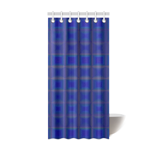 Royal blue golden multicolored multiple squares Shower Curtain 36"x72"