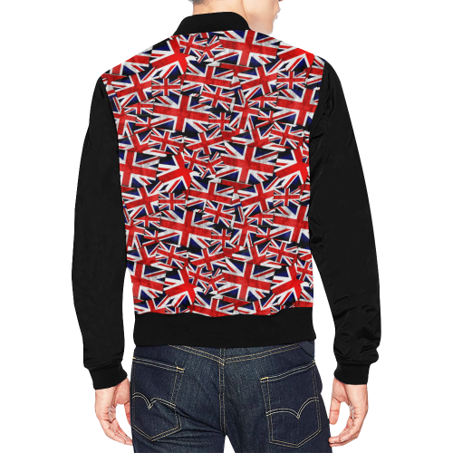 Union Jack British UK Flag (Vest Style) Black All Over Print Bomber Jacket for Men (Model H19)