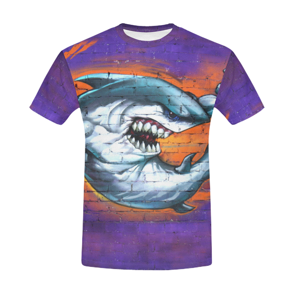 Graffiti Shark All Over Print T-Shirt for Men (USA Size) (Model T40)