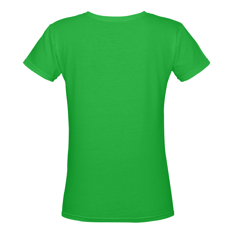 Continents (white on green) Women's Deep V-neck T-shirt (Model T19)