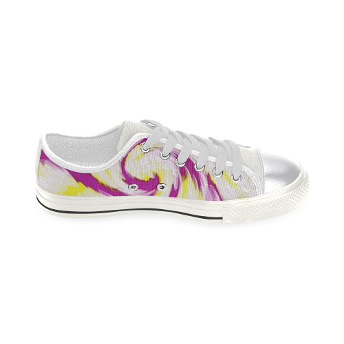 Pink Yellow Tie Dye Swirl Abstract Canvas Women's Shoes/Large Size (Model 018)