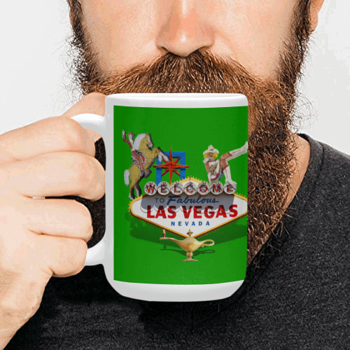 Las Vegas Welcome Sign on Green Custom Ceramic Mug (15OZ)