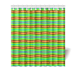 Bright Green Orange Stripes Pattern Abstract Shower Curtain 66"x72"