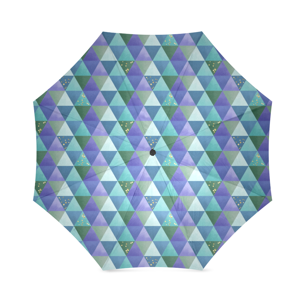 Triangle Pattern - Blue Violet Teal Green Foldable Umbrella (Model U01)