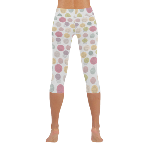 Colorful Cupcakes Women's Low Rise Capri Leggings (Invisible Stitch) (Model L08)