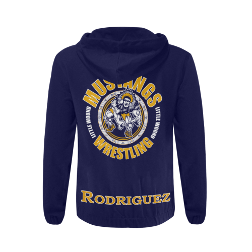 Little Wound Mustangs Rodriguez All Over Print Full Zip Hoodie for Men (Model H14)