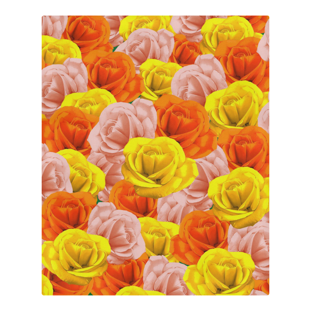 Roses Pastel Colors Floral Collage 3-Piece Bedding Set