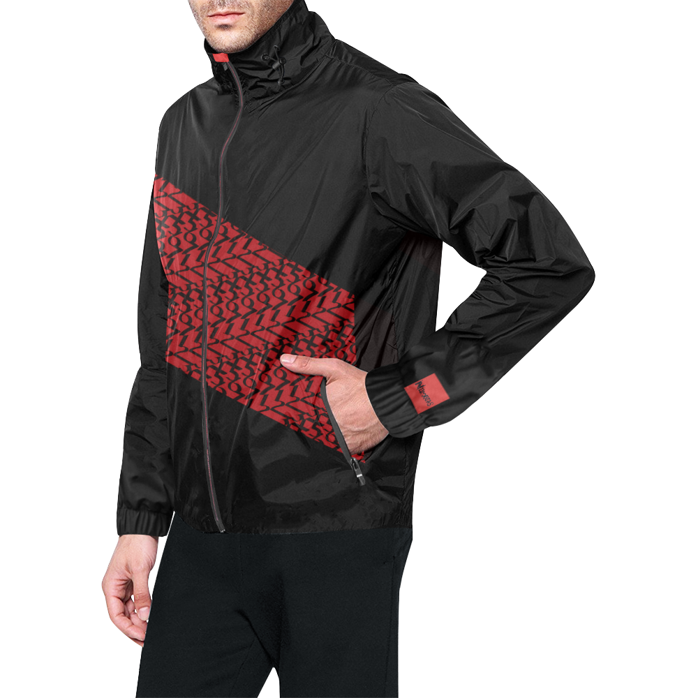 NUMBERS Collection 1234567 Cherry Red/Black Unisex All Over Print Windbreaker (Model H23)