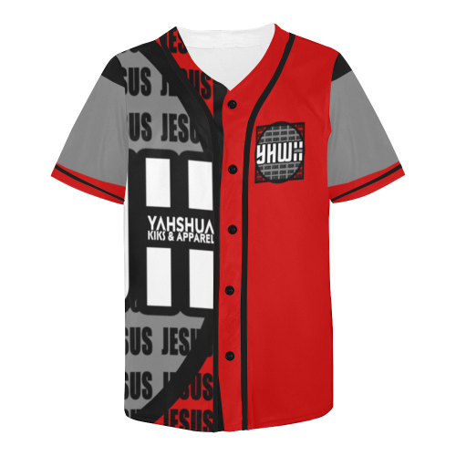 Jesus Red All Over Print Baseball Jersey for Men (Model T50)