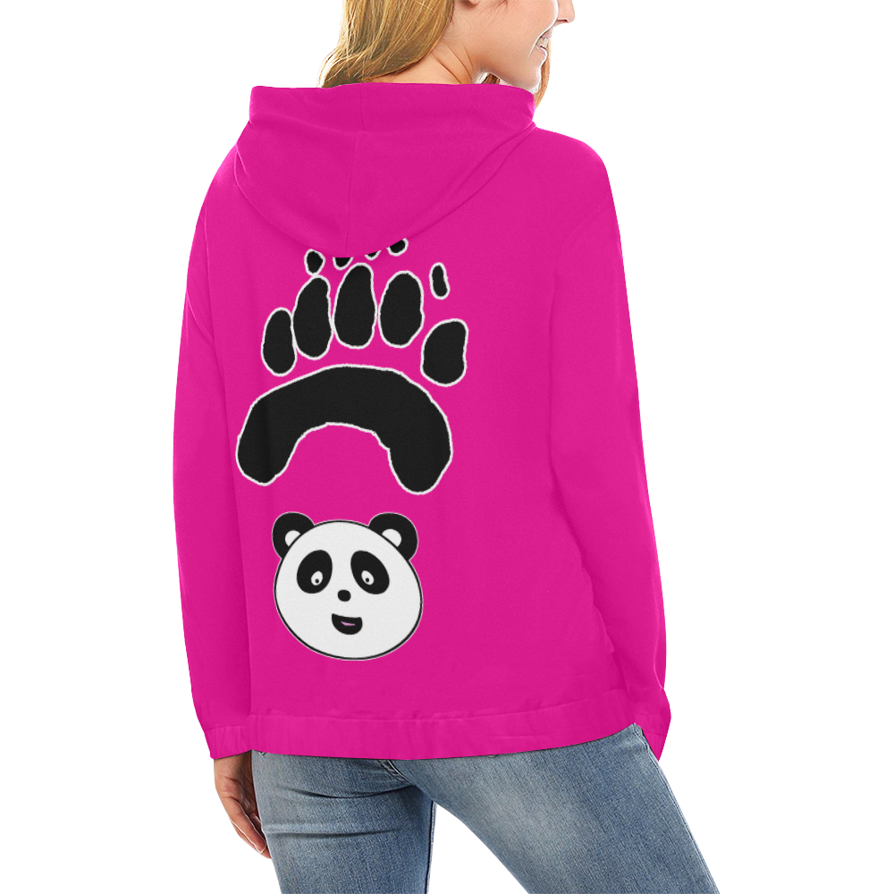Panda Paw name pink All Over Print Hoodie for Women (USA Size) (Model H13)
